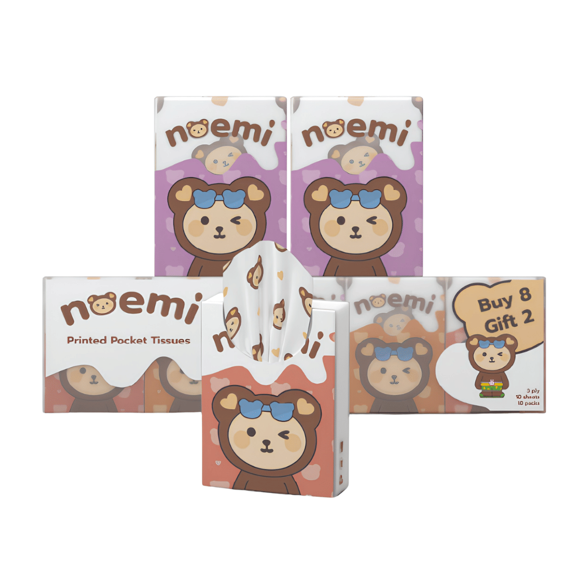 กระดาษเช็ดหน้า ขนาดพกพา NOEMI 1 แพ็ค (จำนวน 10 ห่อ)_0